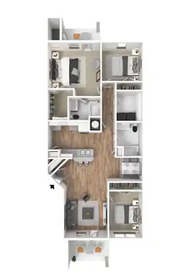 Three Bedroom Floor Plan